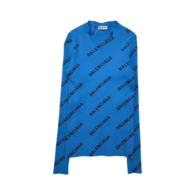 발렌시아가 로고 리브드 니트 톱