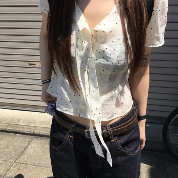 아워캐비넷 쿠키 도트 블라우스 cookie dot blouse