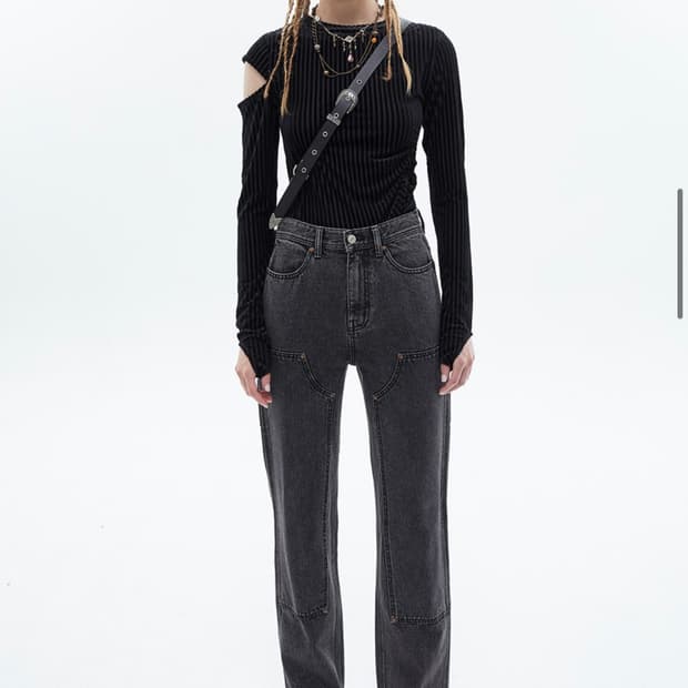 앤더슨벨 더블니 카펜터 블랙진 