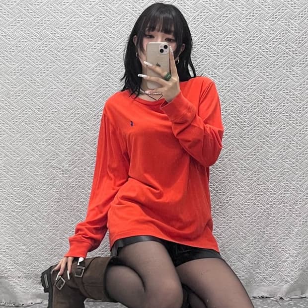 폴로 랄프로렌 Y2K 레트로 여리핏 오렌지 롱슬리브 XL C11025