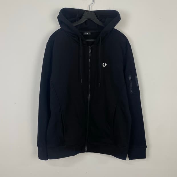 트루릴리젼 블랙 암로고 후드집업 L