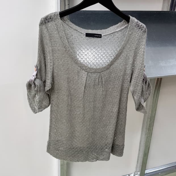 gray mohair u neck knit