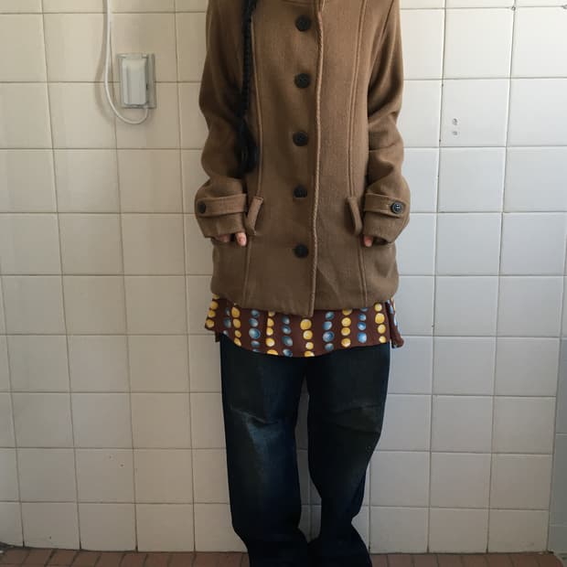 Belted high neck woolen coat