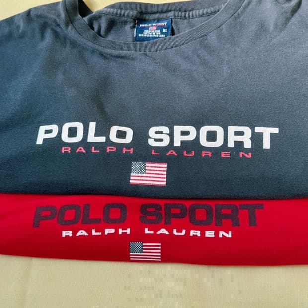 폴로 스포츠 성조기 로고 티셔츠 90s 