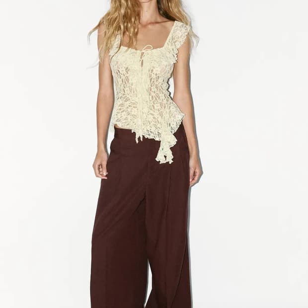 자라 레이스 러플 탑