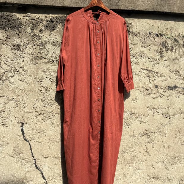 브라운 브릭 투웨이 셔츠 롱 원피스 (새상품)