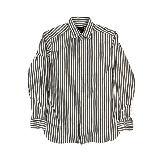 (M) 에르메냐질도 제냐 실크혼방 히든버튼 스트라이프 셔츠 TS-015