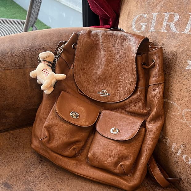 90s coach 코치 페블가죽 올레더 빌리 백팩 카멜브라운