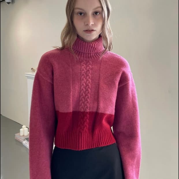 Sakk 투톤 케이블 니트