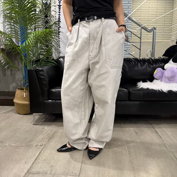 Vintage 와이드 핏 팬츠 화이트