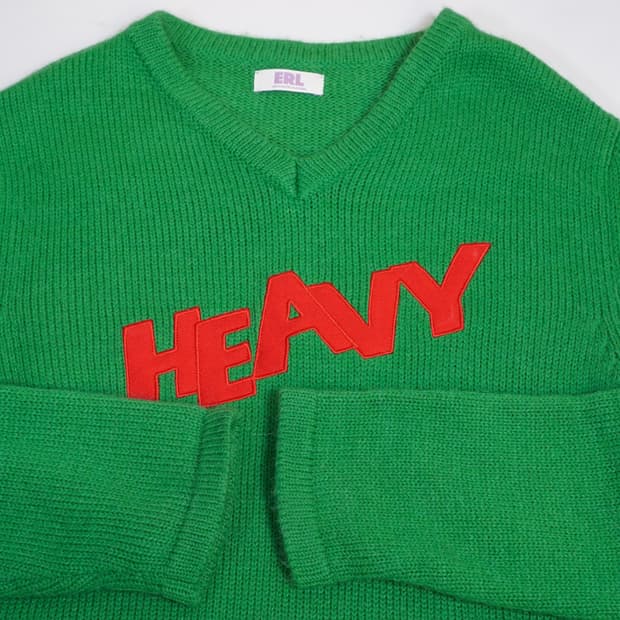 ERL 23ss 로고 패치워크 니트