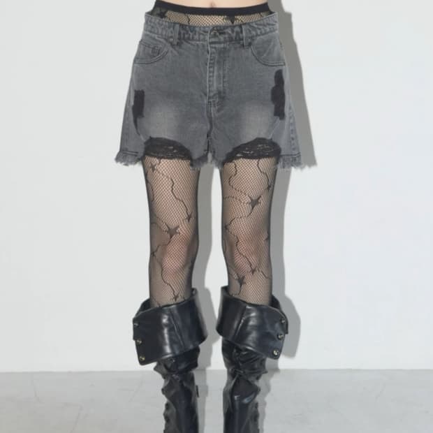 팬시클럽 빈티지 데님 쇼츠 그레이