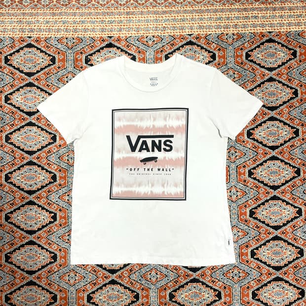 반스 프린팅 화이트 반팔티셔츠 여성S