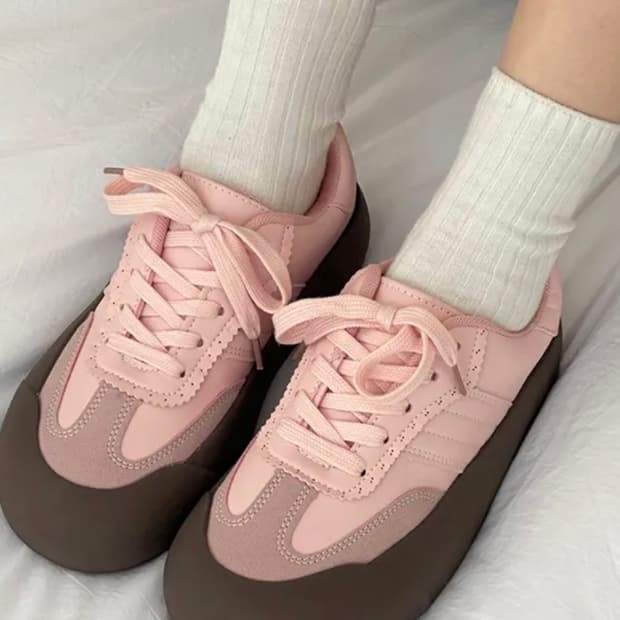 핑크 배색 투톤 스니커즈 운동화 235