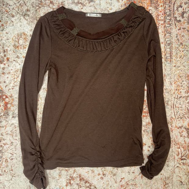 AXES FEMME 브라운 셔링 롱슬리브