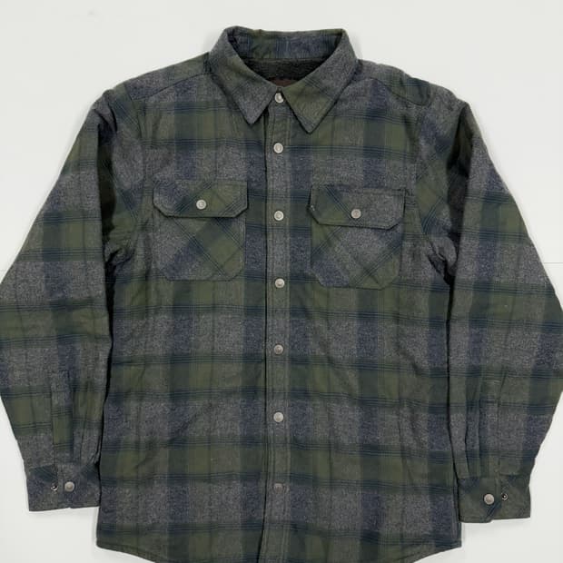 올리브 체크 플리스 셔츠