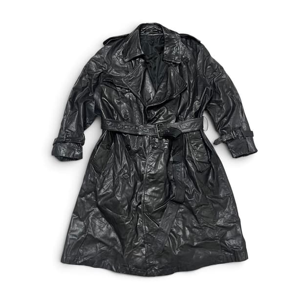 Real leather trench coat