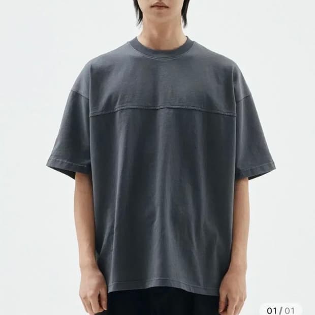 에스파이 챠콜 그레이 오버핏 반팔티 S