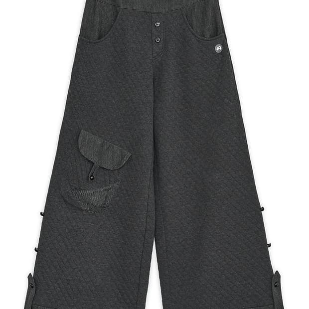 허그유어스킨 퀼티드 플랩 버튼팬츠 차콜 S