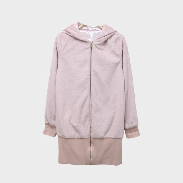 LATINA BY ANAP 핑크 딸기우유 퍼 롱 후드집업 64315