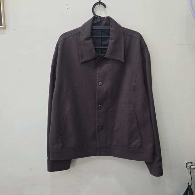 DRAW FIT 혼방 버튼 자켓 브라운