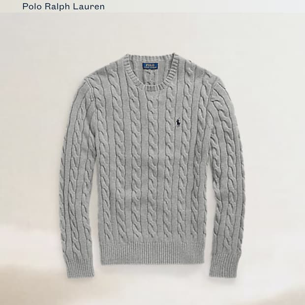폴로랄프로렌 클래식 케이블 코튼100% 라운드넥 니트 그레이 (XL)