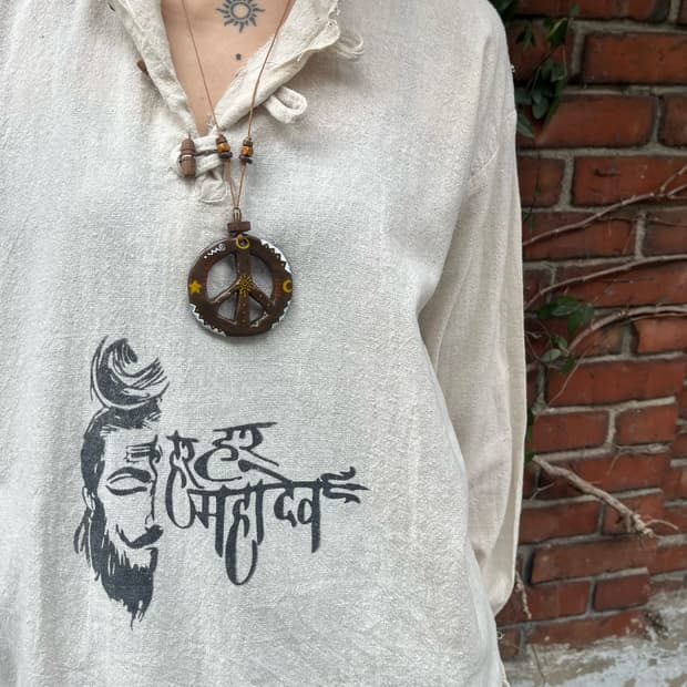 히피 문양 코튼 롱 슬리브