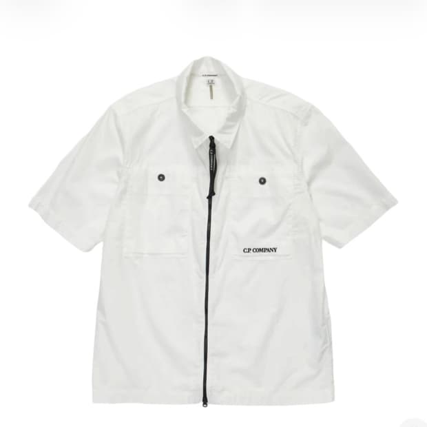 (새제품)C.P. 컴퍼니 코튼 립스탑 지퍼 셔츠 거즈 화이트 - 23SS