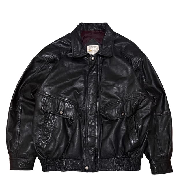 빈티지 블랙 소가죽 봄버 블루종 자켓