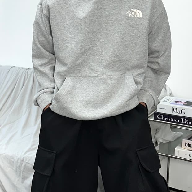 노스페이스 그레이 후드티 XL