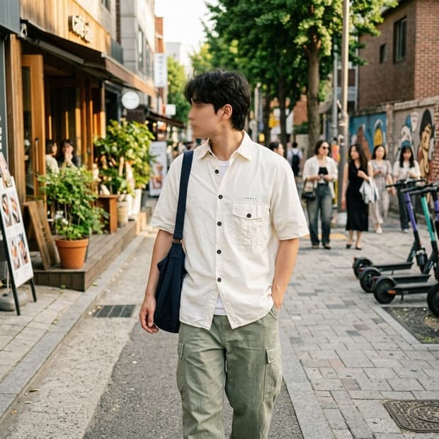 [정품] 스톤아일랜드 빈티지 반팔 셔츠 아이보리 95(M)