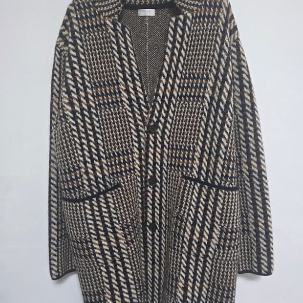 한섬) 타임 TIME  브라운×블랙 글렌체크 울 혼방  재킷 