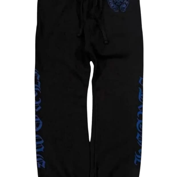 [M]크롬하츠 홀스슈 블루 스크립트 스웨트팬츠 블랙