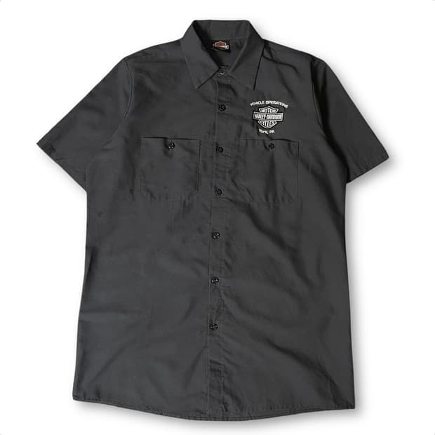 할리데이비슨 차콜 패치워크 반팔 셔츠 M