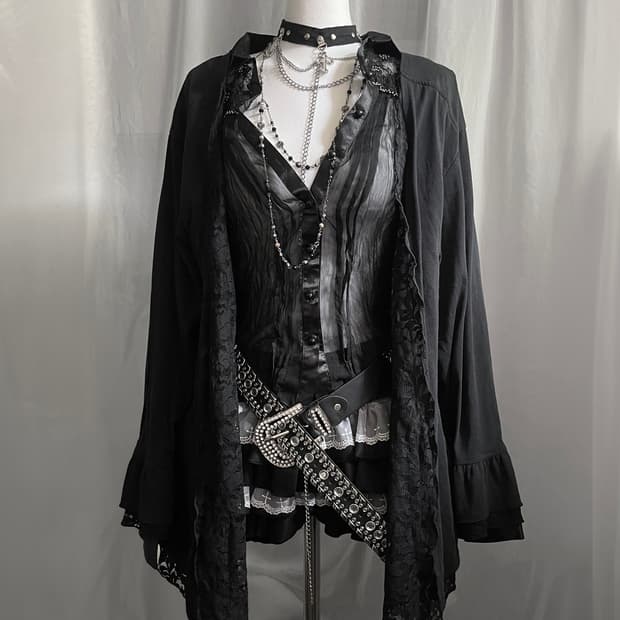 Axes femme 엑시즈팜 레이스 오픈형 가디건 