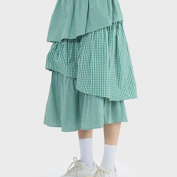 쉬림프 플리츠 미디스커트 그린 8