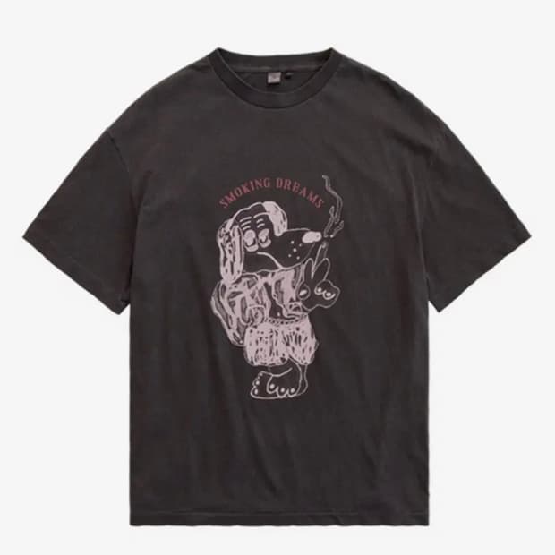 폴리테루 행크 1/2 블루독 티셔츠 퍼플 차콜