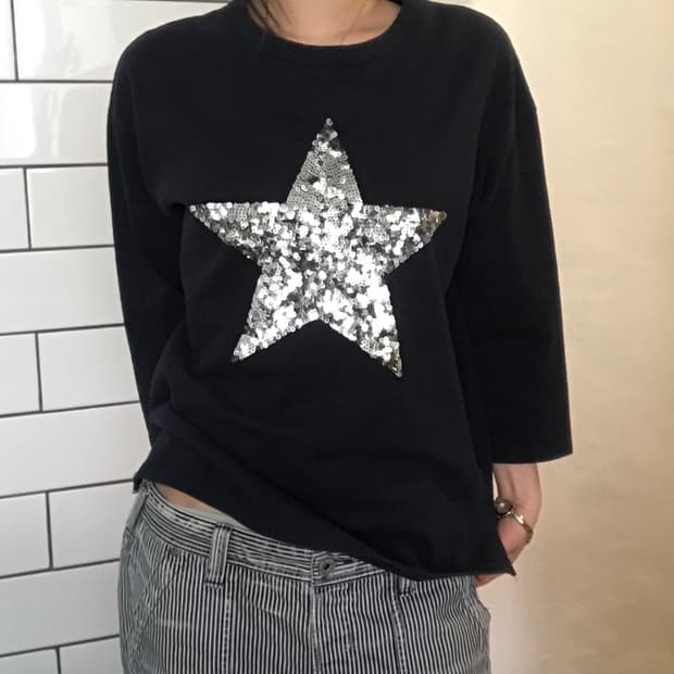 빈티지 스타 스팽글 스웨트셔츠