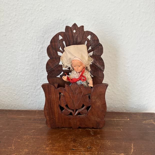 독일)빈티지 꽃무늬 우드벽걸이