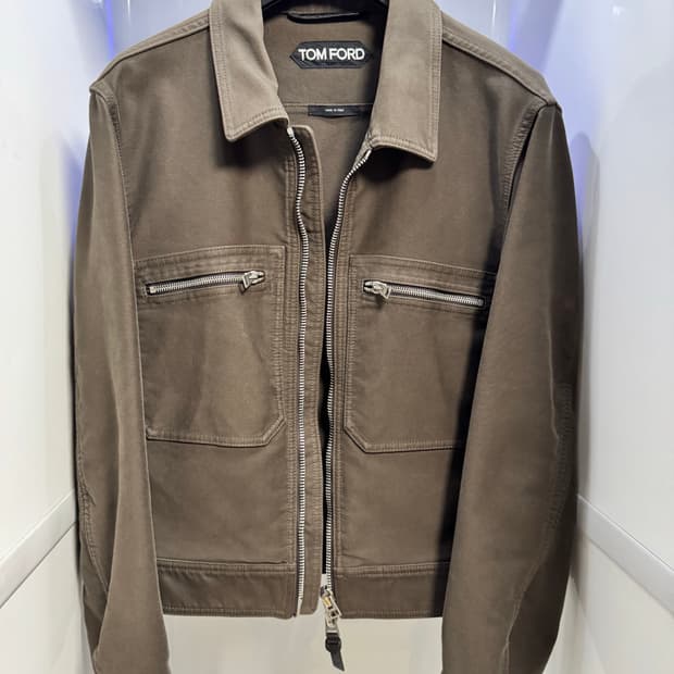 톰포드 브러시드 코튼 블루종 자켓 50