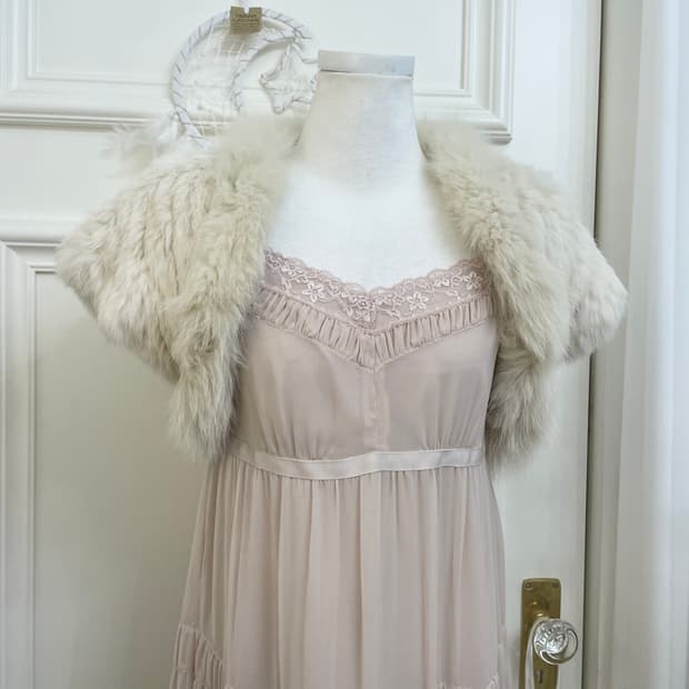 ivory rabbit fur mini bolero(size-9)