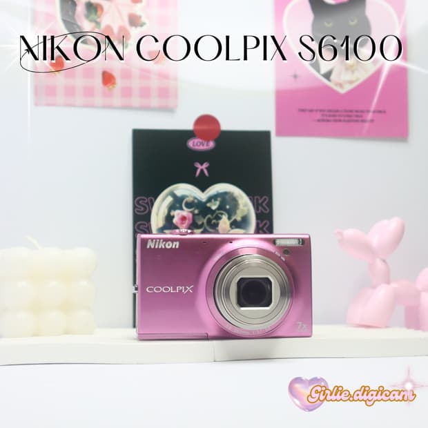 고급기종+희귀!) 니콘 쿨픽스 S6100 핑크 빈티지 디지털 카메라