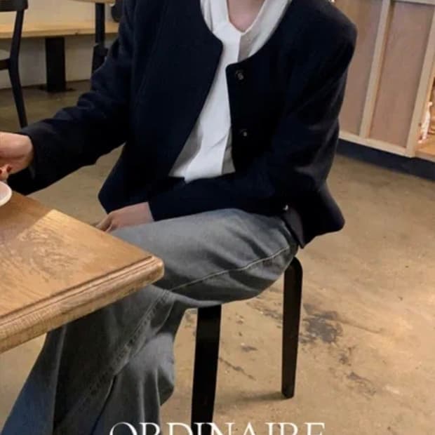 [새상품] 가내스라 테드 울 노카라자켓 딥네이비