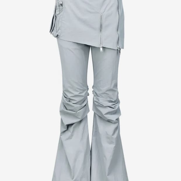 BOOTS CUT SKIRT PANTS (UNISEX) BLUE GRAY