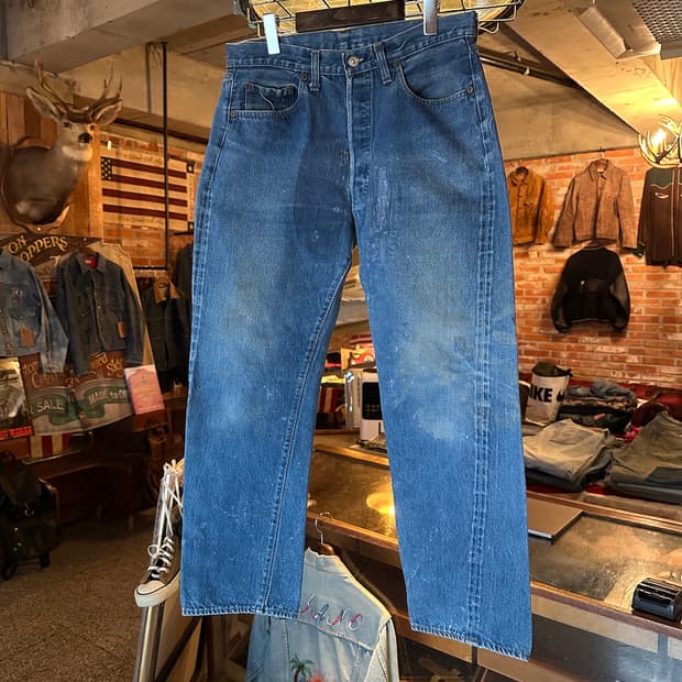 80s USA 빈티지 리바이스 501 66후기 셀비지 데님 팬츠