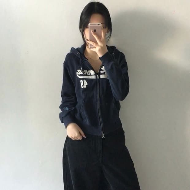 후아유 스펠 크롭 후드집업