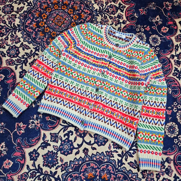 LTMS 레인보우 에스닉 라운드넥 버튼 가디건 Free