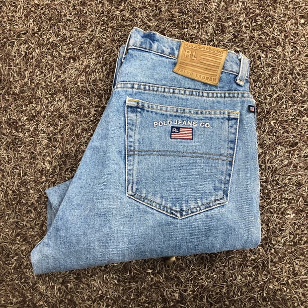 폴로 랄프로렌 하이웨스트 워싱 데님팬츠