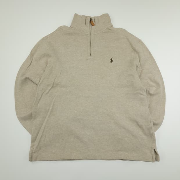 CN870 L 폴로 랄프로렌 오트밀베이지 하프집업 긴팔 니트 스웨터