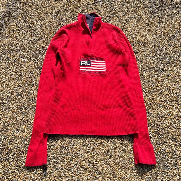 폴로 진스 하프 집업 니트